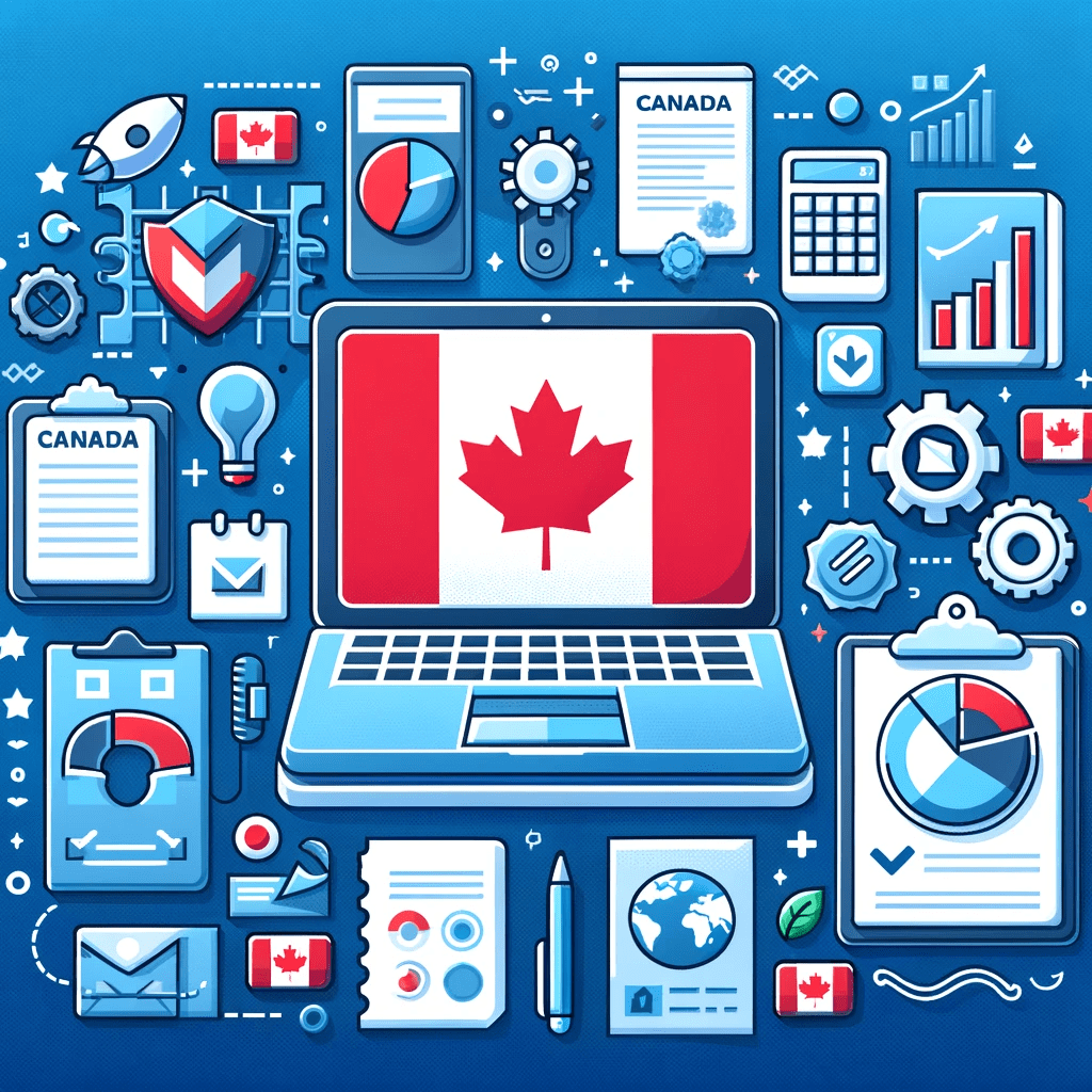 Canadian Flag and Product Management Icons for IT Product Manager Work Permit Article