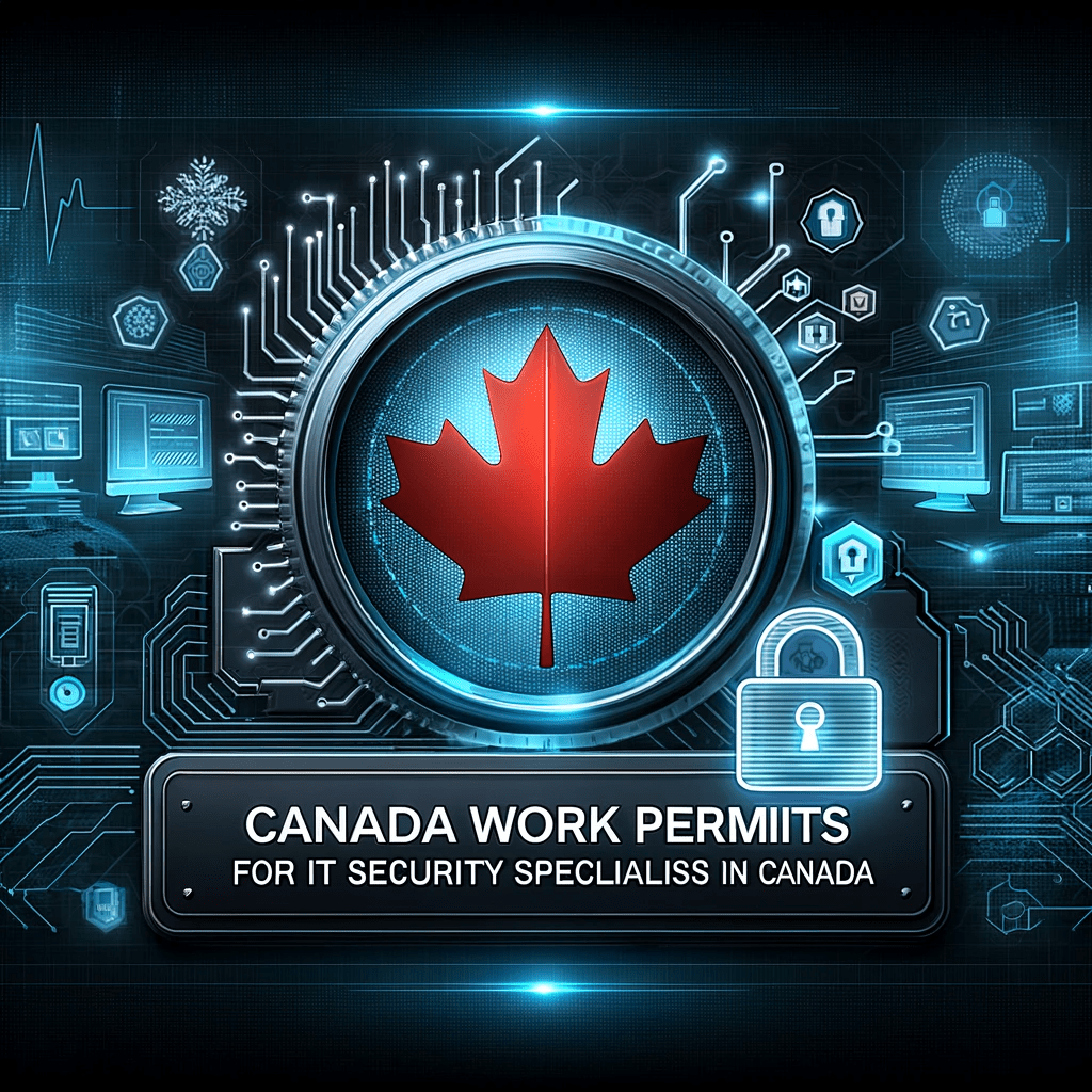 Canadian Flag with Cybersecurity Imagery for IT Security Work Permit Article