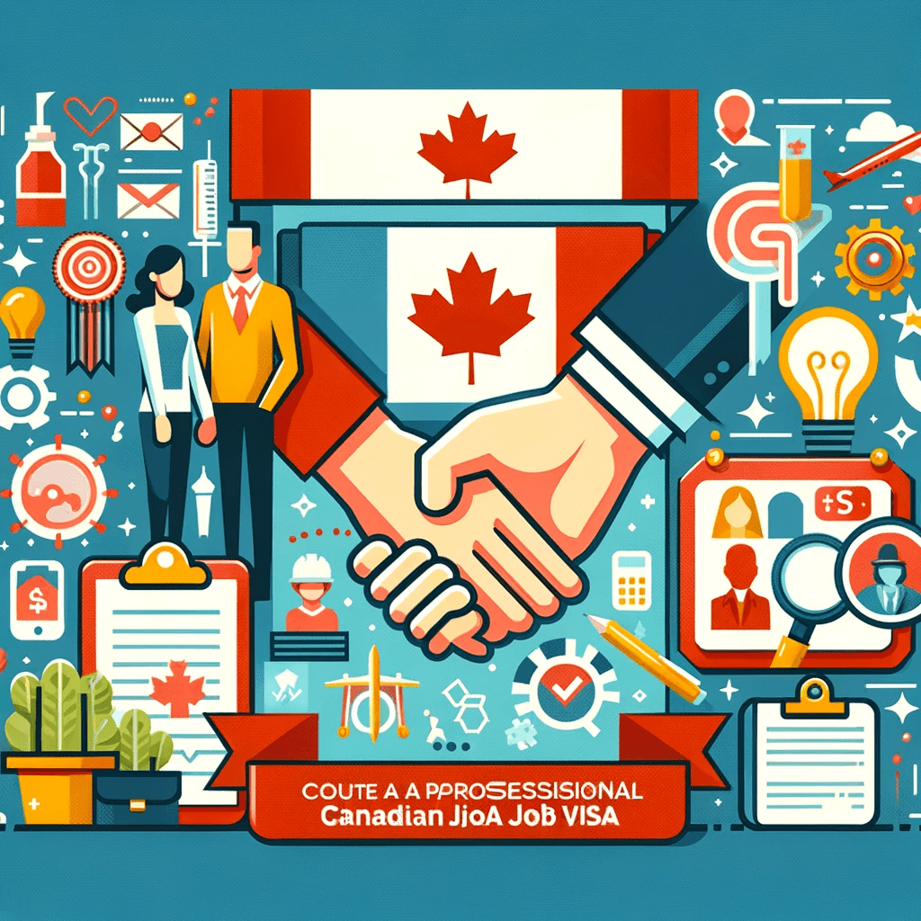 Canadian Flag with Partnership Symbol for Spouse Job Visa Article