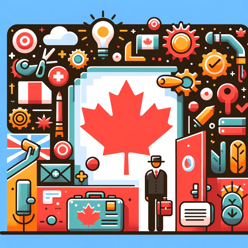 Canadian Flag and Symbols of Freedom for Work Permit Article